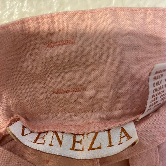 Vintage Venezia Pink High Rise Long Shorts Ramie Cotton Belt New W/ Defect Sz 18 - Picture 4 of 7